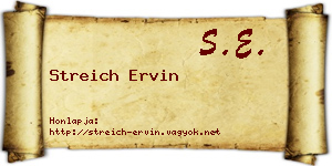 Streich Ervin névjegykártya