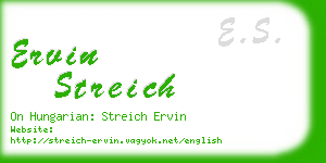 ervin streich business card